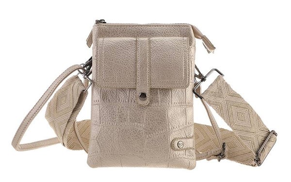 Champagne telefoon- en schoudertasje Tyler