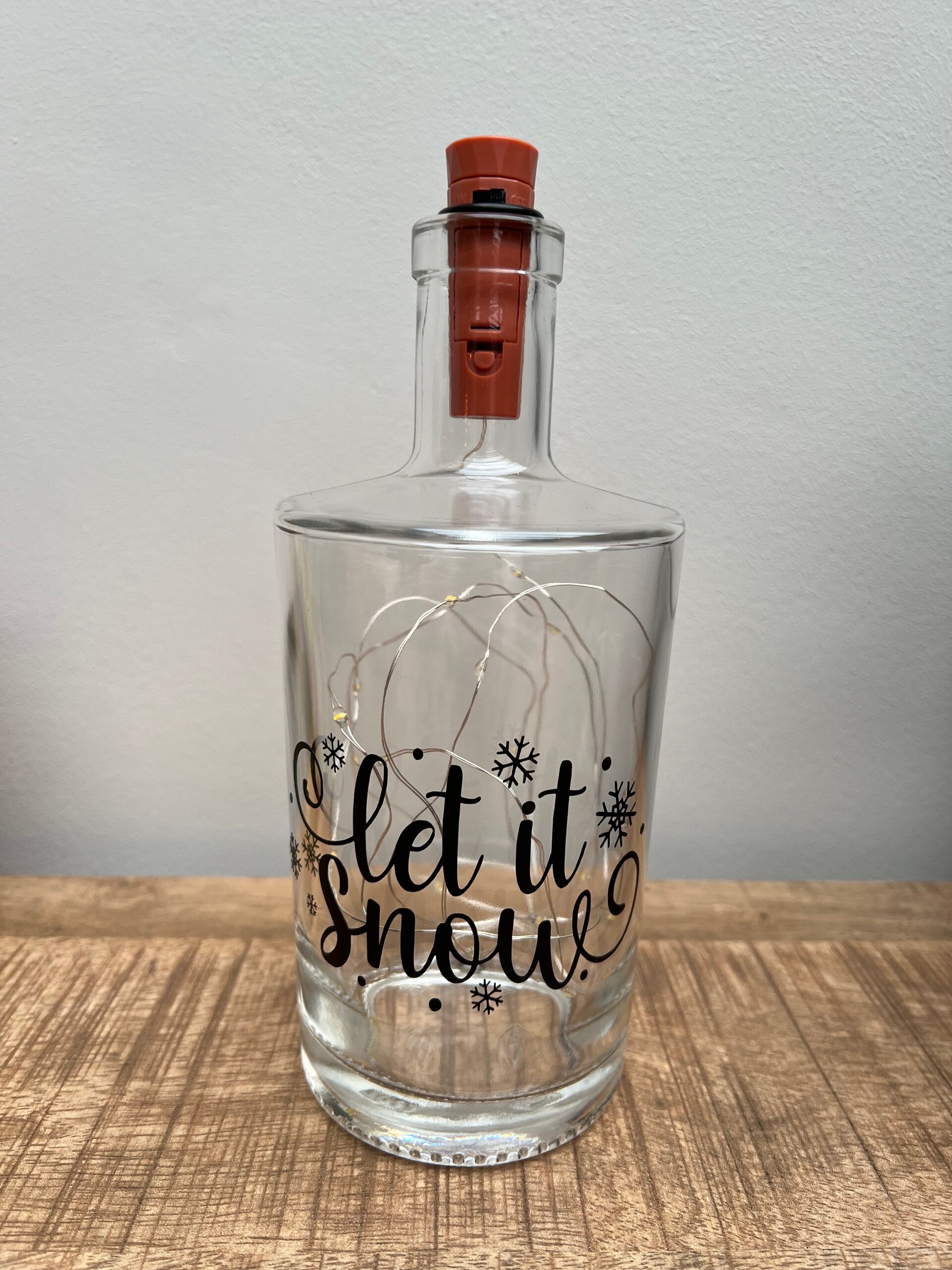 Fles met licht - Let it snow -