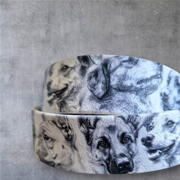 UV-Druck Biothane Halsband "Sketch Dogs" 25mm