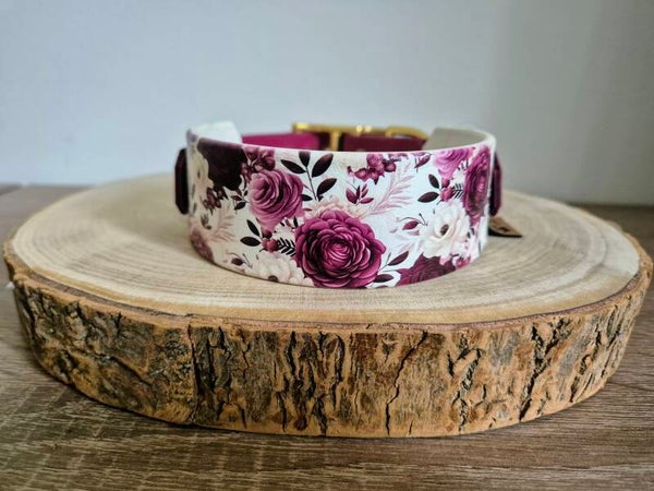 US Biothane Halsband Wein blumig 4cm breit - Sofortkauf