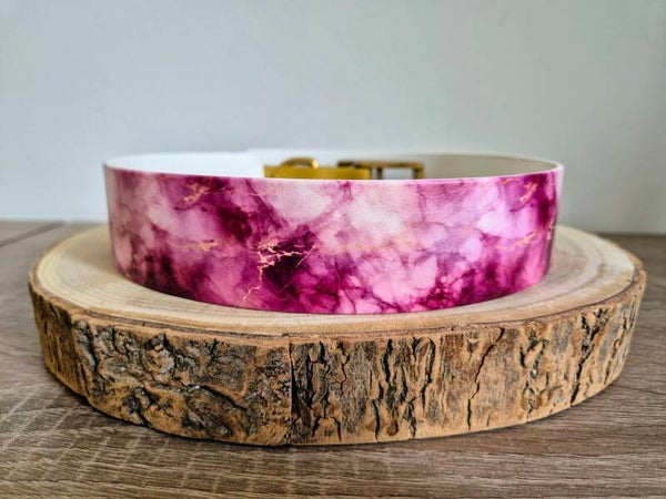 PrintThane Halsband "Pink Marmor" 4cm breit - Sofortkauf