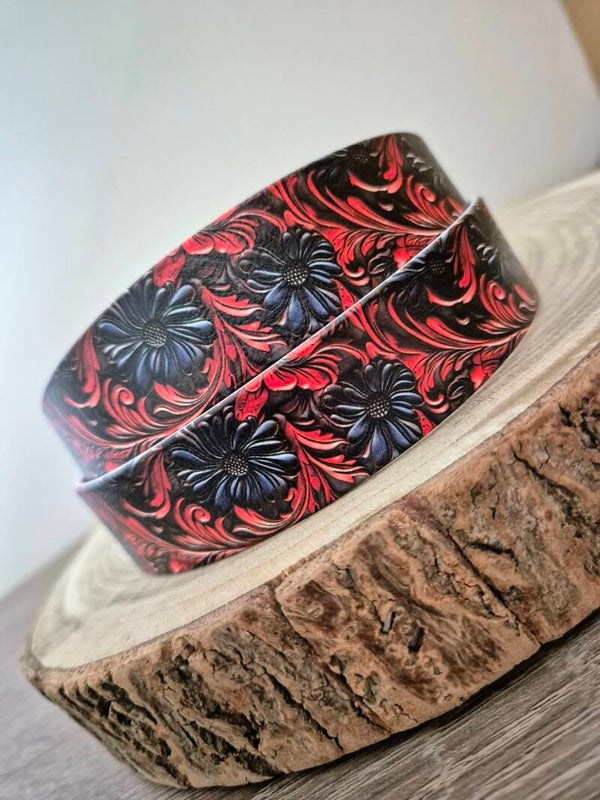 US Biothane "Carved Leather - Floral" 25mm