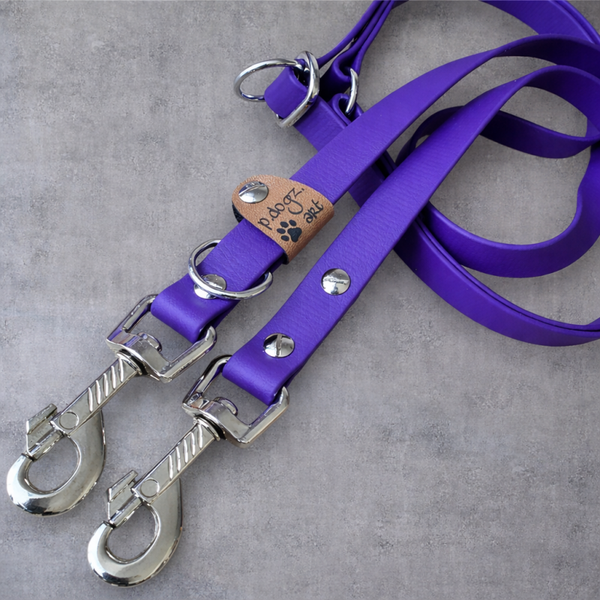 Führleine aus Biothane Violet 19 mm – 2 m, 3-fach verstellbar