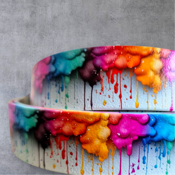 UV-Druck Biothane Halsband "Paint Drops" 25mm