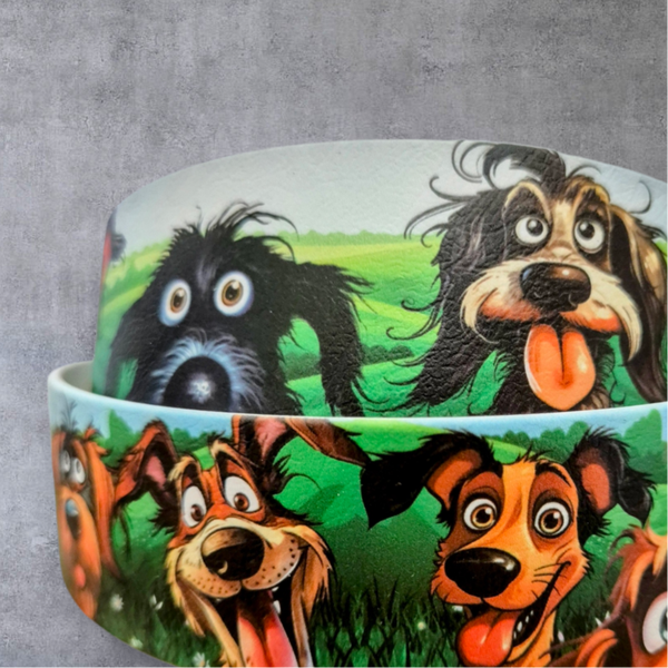 UV-Druck Biothane Halsband "lustige Hunde" 25mm