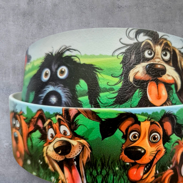 UV-Druck Biothane Halsband "lustige Hunde" 38mm