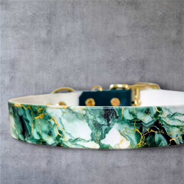 Green Marble - UV-Druck Halsband 25mm