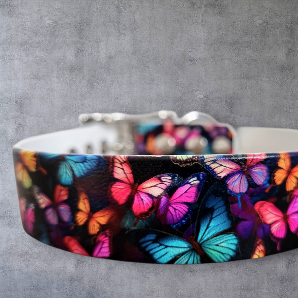 Bunte Schmetterlinge - UV-Druck Halsband 25mm