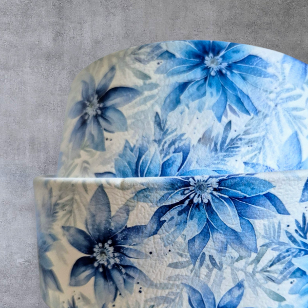 UV-Druck Biothane Halsband "Blaue Winterblumen" 38mm