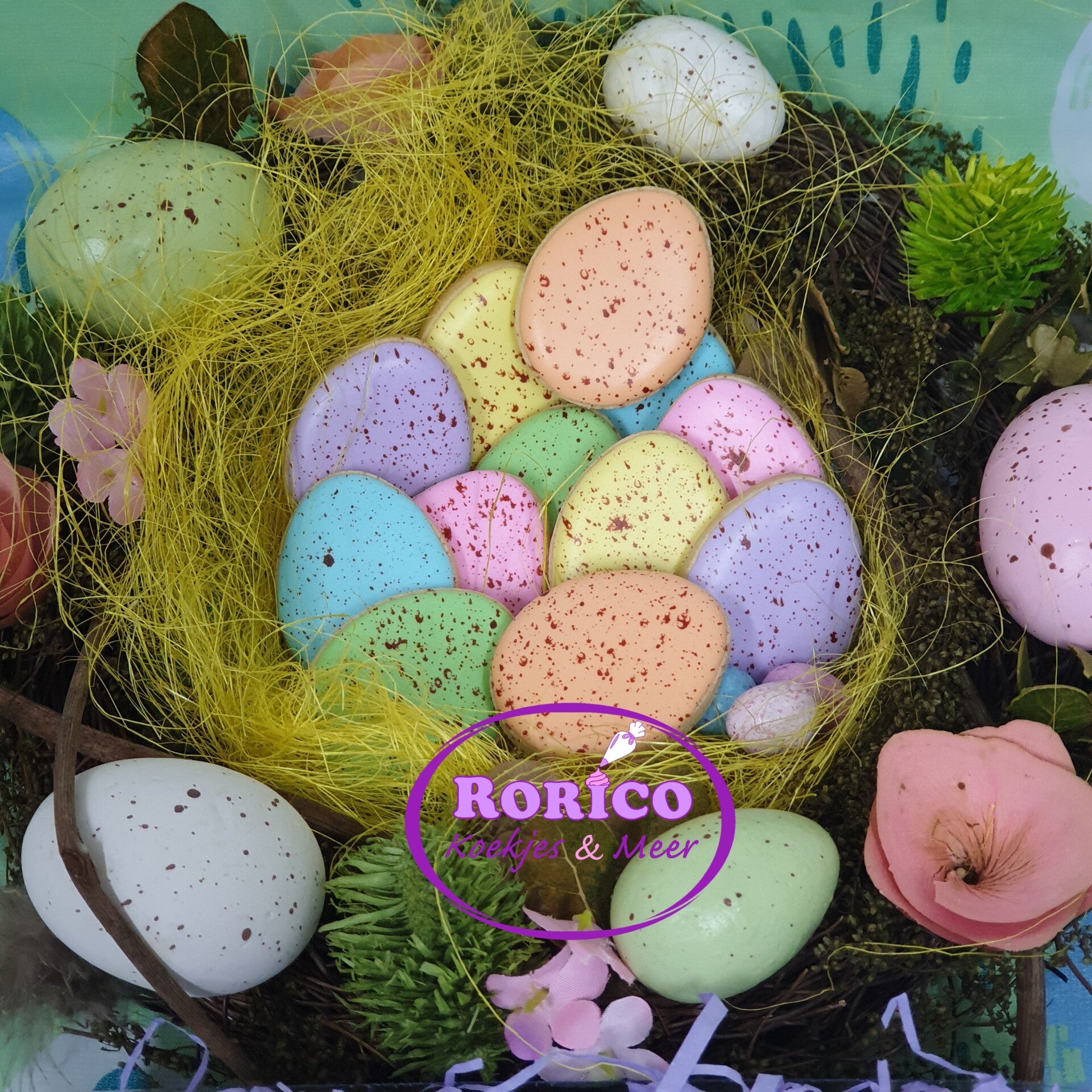 Pasen 2026 - Paaseitjes gespikkeld - set van 12 koekjes