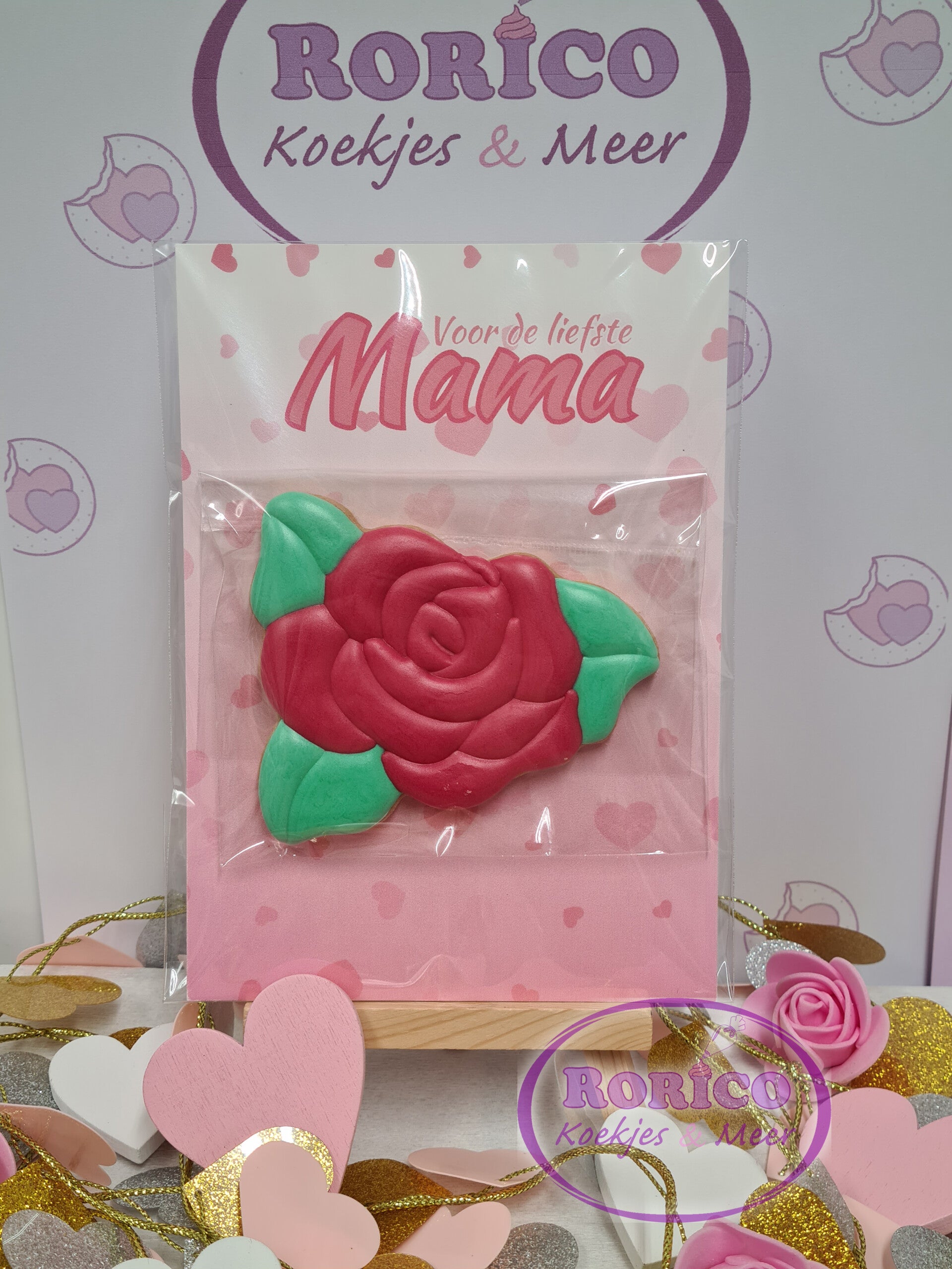 Voor de liefste Mama (Moederdag) - Roos - Cookie Kaart