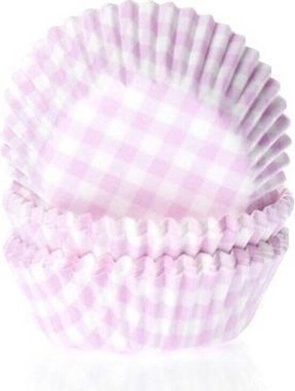 Cupcake Vormpjes HoM MINI Ruit pastel Roze 35x23mm. 60st.