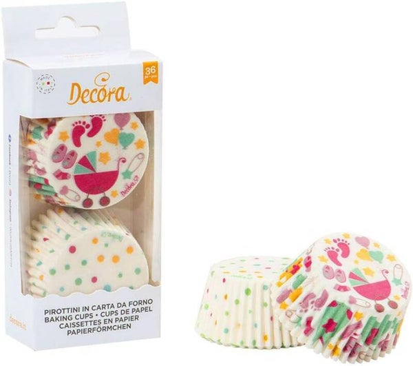 Decora Cupcake Vormpjes Baby Roze Ø50x32(h) mm 36 stuks
