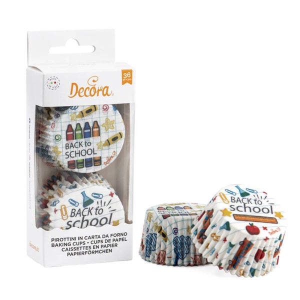Decora Cupcake Vormpjes Back to School Ø50x32(h) mm 36 stuks