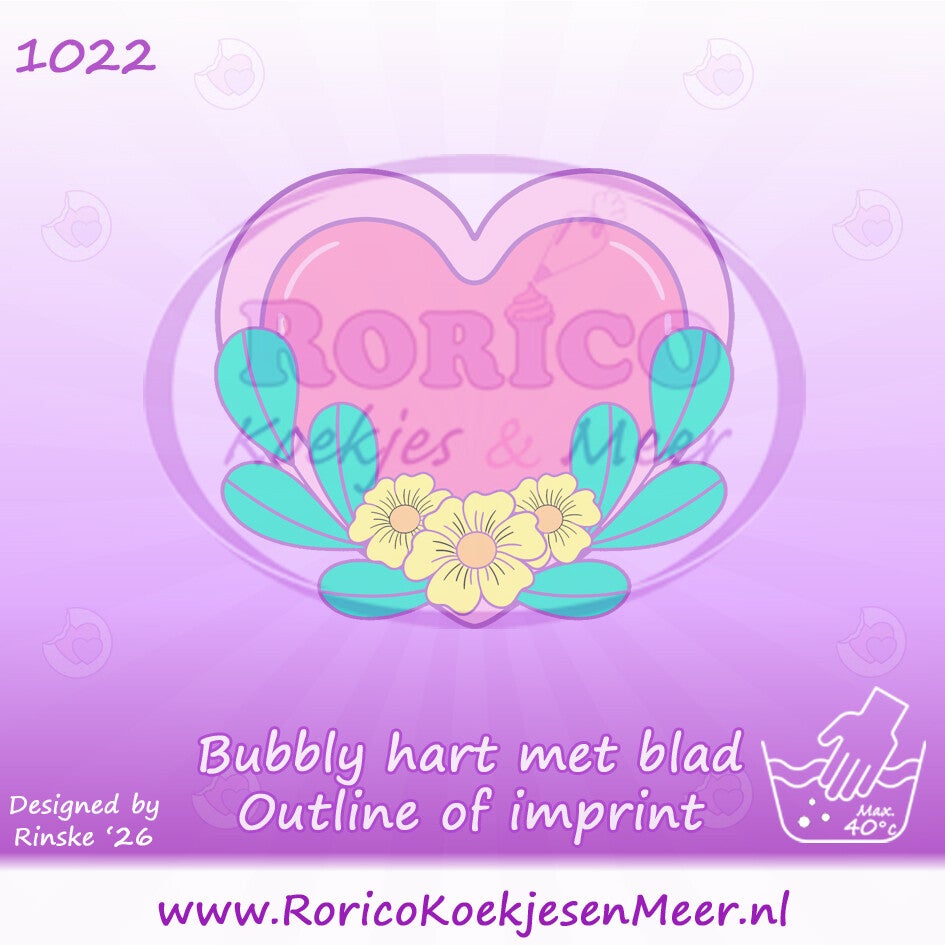 1022 - Bubbly hart met blad