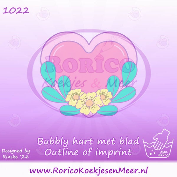 1022 - Bubbly hart met blad