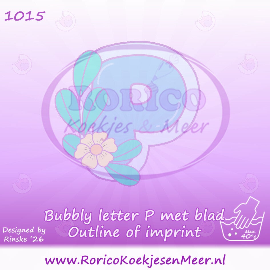 1015 - Bubbly letter P met blad