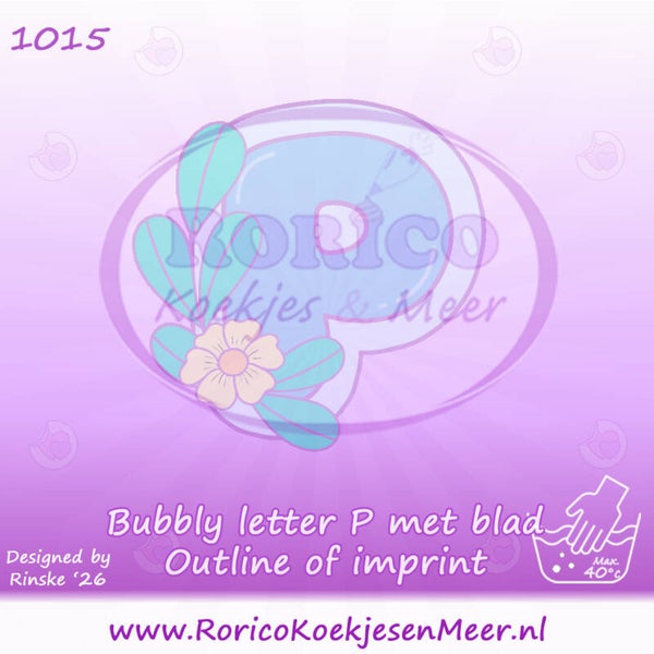 1015 - Bubbly letter P met blad