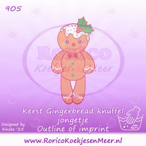 905 - Kerst Gingerbread Knuffel jongetje