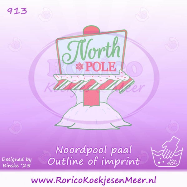913 - Noordpool paal met sneeuw