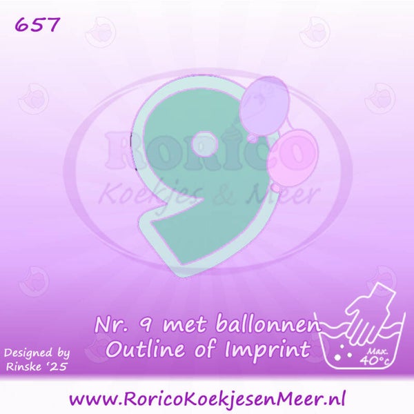 657 - Cijfer 9 met ballonnen