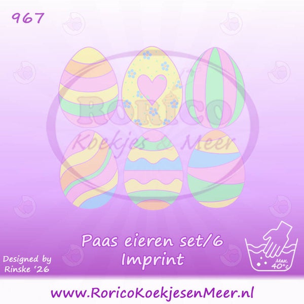 967 - Paas eieren set/6 met imprint