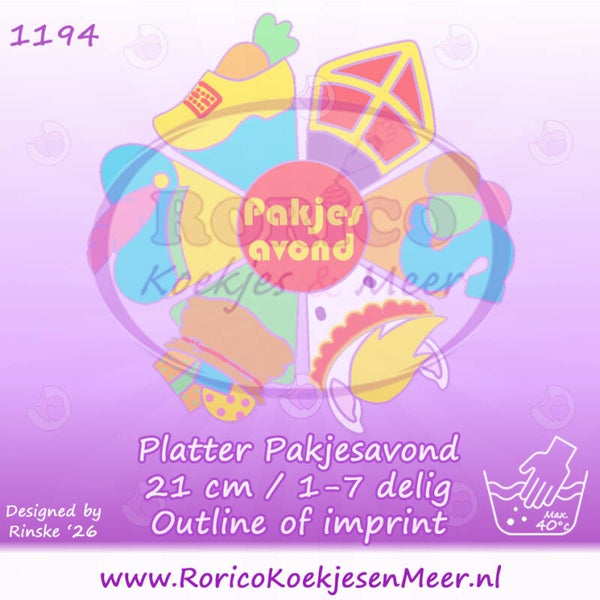 1194 - Platter Pakjesavond - 21cm - 1 tot 7delig