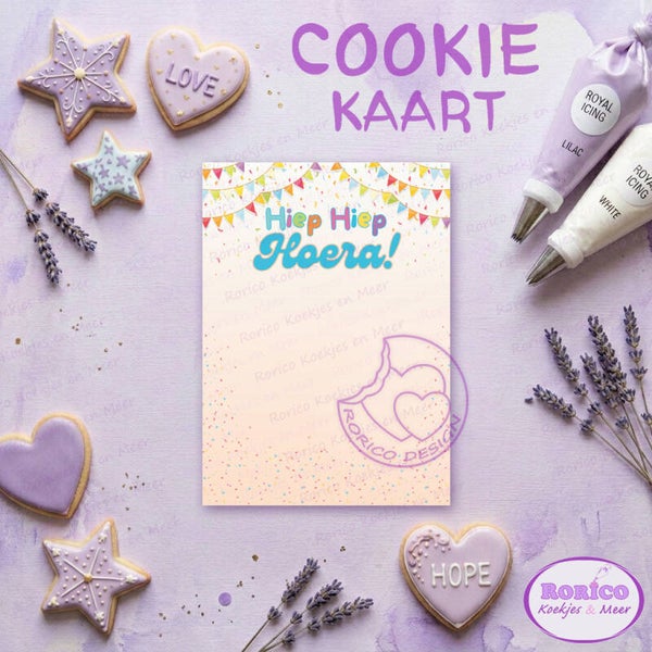 HIep Hiep Hoera! - Cookie Kaart - Wenskaart Backer