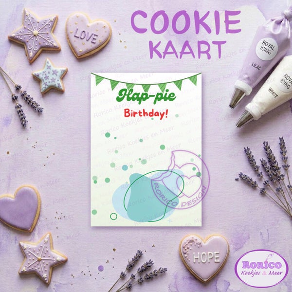 Hap-pie Birthday!  - Cookie Kaart - Wenskaart Backer