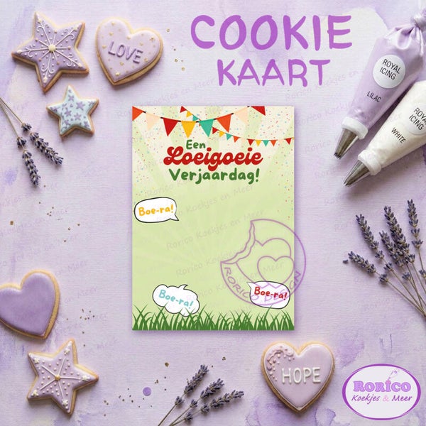 Een Loeigoeie verjaardag  - Cookie Kaart - Wenskaart Backer