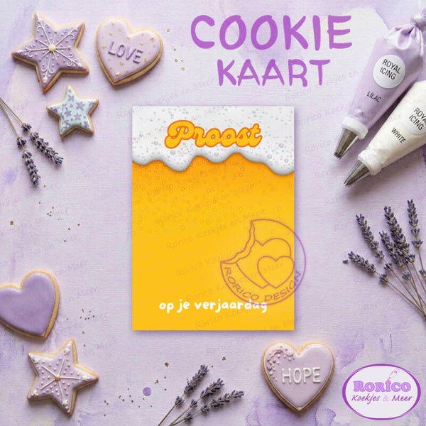 Proost op je verjaardag - Cookie Kaart - Wenskaart Backer