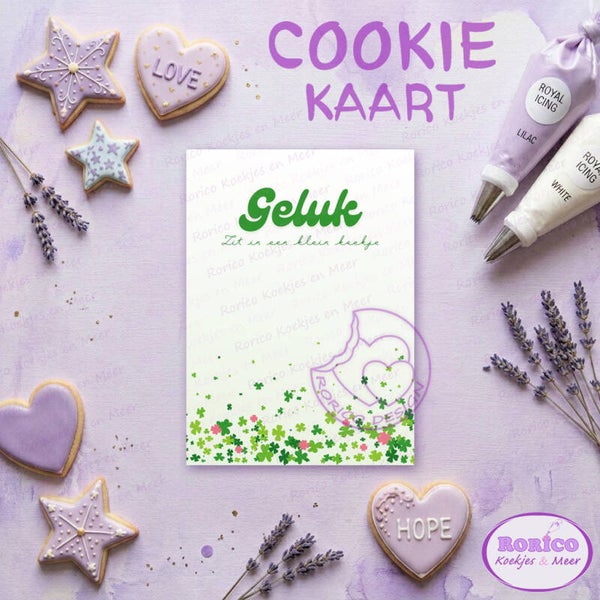 Geluk zit in een klein koekje - Cookie Kaart - Wenskaart Backer