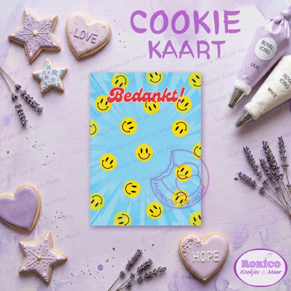 Bedankt! (smileys) - Cookie Kaart - Wenskaart Backer