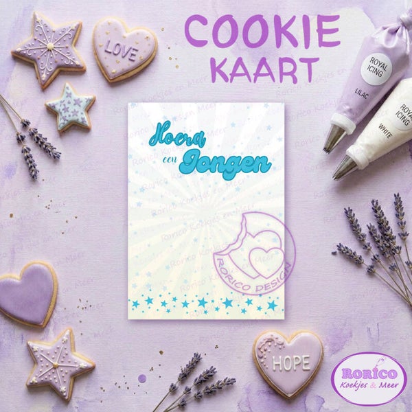 Hoera een jongen - Cookie Kaart - Wenskaart Backer