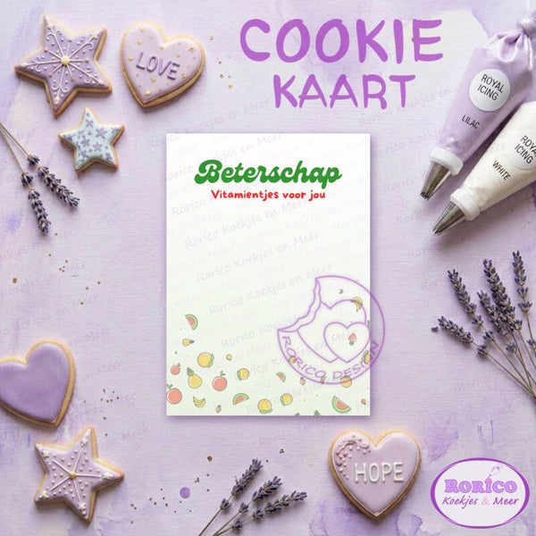 Beterschap vitamientjes - Cookie Kaart - Wenskaart Backer