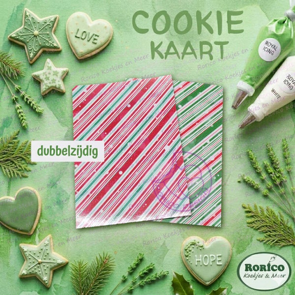 Kerst strepen smal - dubbelzijdige backer - Cookie Kaart