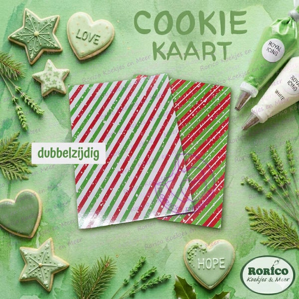 Kerst strepen breed - dubbelzijdige backer - Cookie Kaart