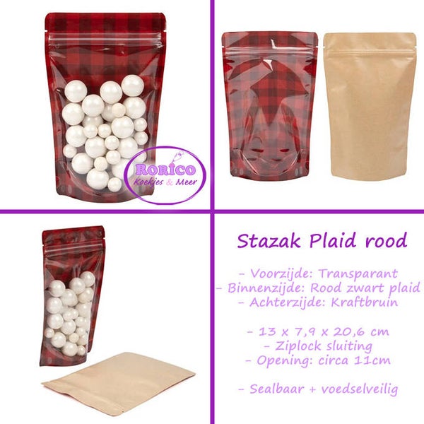 Plaid rood/zwart/kraft - stazak medium