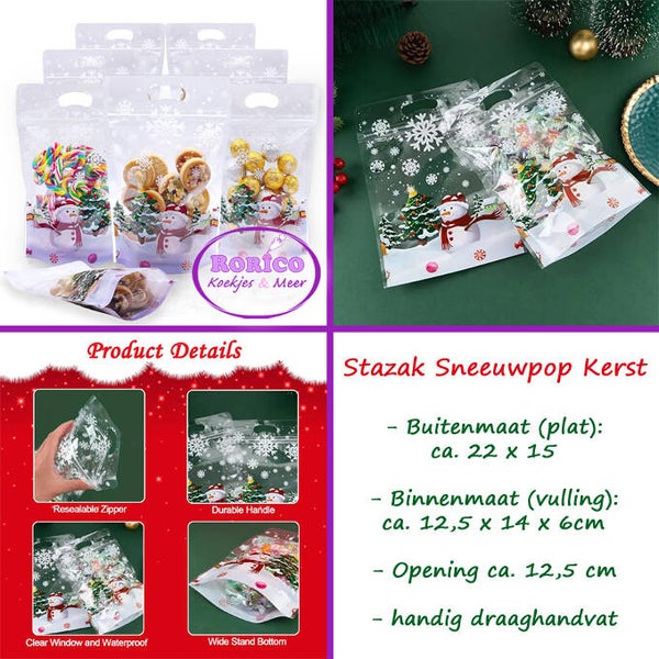 Sneeuwpop bij Kerstboom - stazak groot