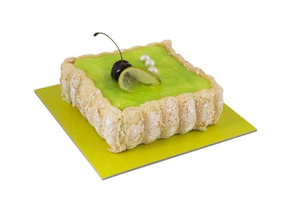 Taart karton / cakeboard - Lime/bruin - 18cm VK - 3mm dik - set/10