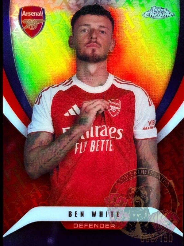 Topps Arsenal Chrome 25/26 Ben White Parallel nummerert 066/150