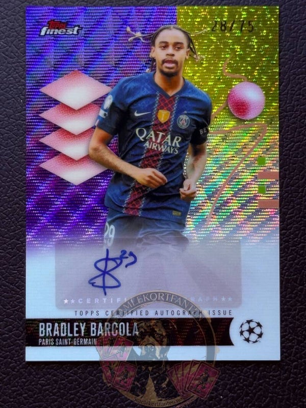 Topps Finest 25/26 Bradley Barcola nummerert 28/75 auto