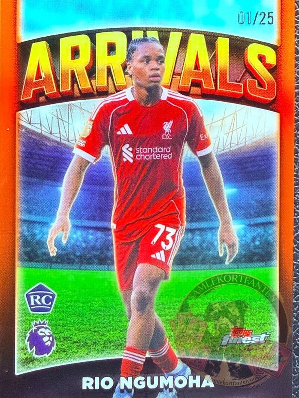 Topps Finest Premier League 25/26 Rio Ngumoha RC nummerert 01/25