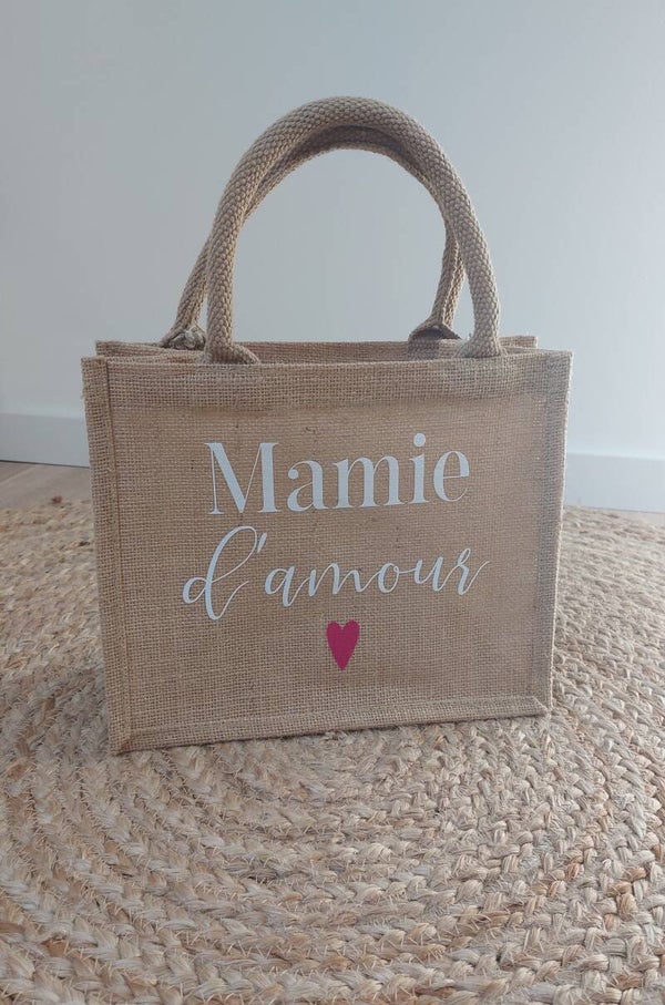SAC EN TOILE DE JUTE -Mamie d'amour
