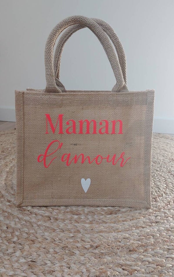 SAC EN TOILE DE JUTE - Maman d'amour