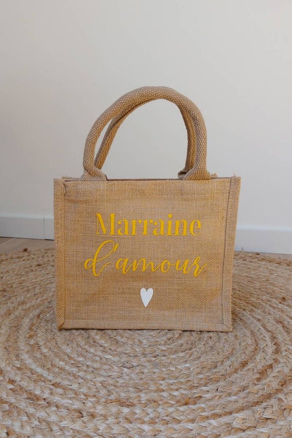 SAC EN TOILE DE JUTE - Marraine d'amour