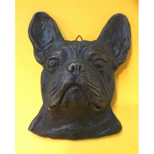 Franse bulldog hoofd verbronsd