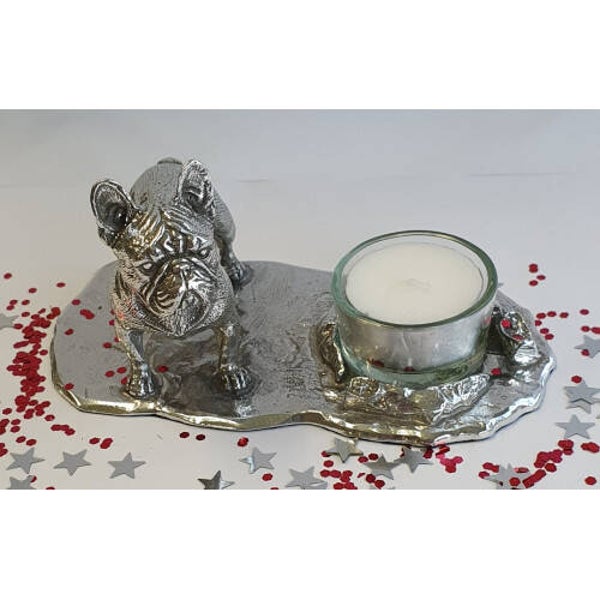 Franse bulldog waxinehouder groot