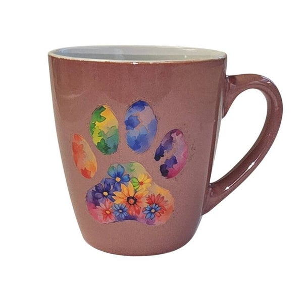 Mok met gekleurde poot afdruk