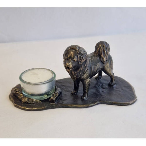 Tibetaanse mastiff middel waxinehouder verbronsd